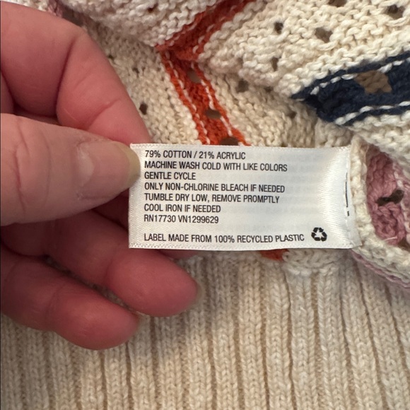 Knox Rose Open Knit Striped Crewneck Sweater, size Small - Picture 6 of 6